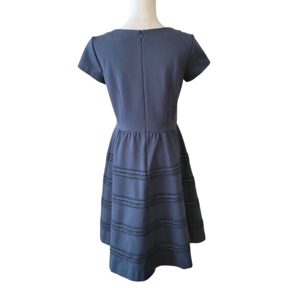 Brooks Brothers Teal Gray Embellished Fit and Flare Dress Size 6 - Picture 5 of 6